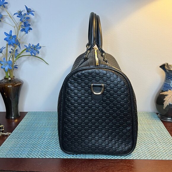 Gucci Micro Guccissima 2WAY Boston Bag Handbag Leather Black - Picture 5 of 16